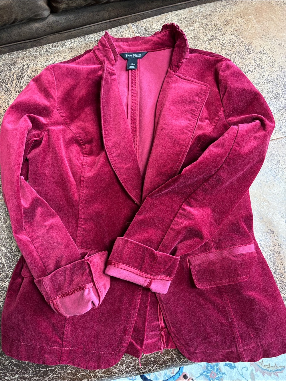 White House Black Market Velvet Blazer in Rich Berry